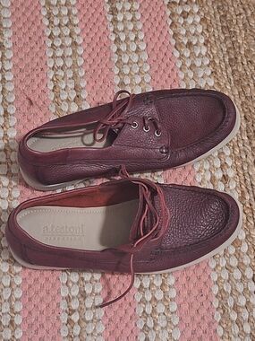 a. testoni Men’s Oxblood Pebbled Leather Boat Shoes